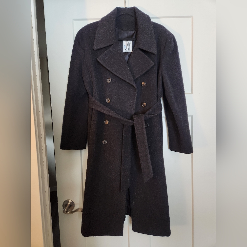 Jones New York Long Belted Tailored 100% Wool Coat
